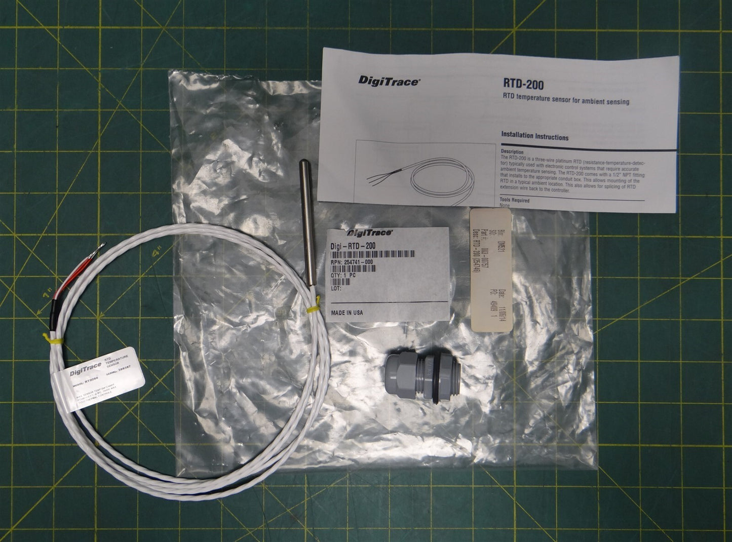DigiTrace Digi-RTD-200 Three-Wire Ambient Temperature Sensor w/ 1/2"NPT Fitting