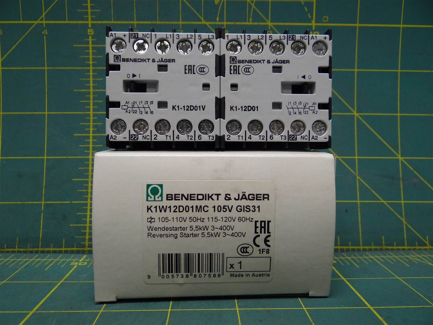 Benedikt & Jager Reversing Starter Contactor K1W12D01MC..GIS31 105V 14-18AWG