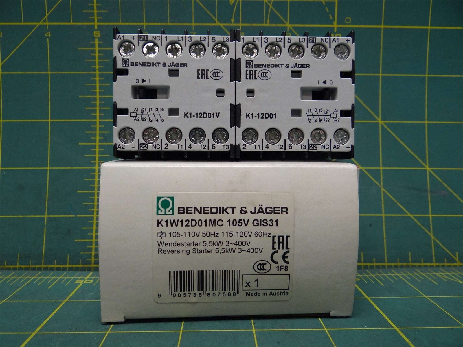 Benedikt & Jager Reversing Starter Contactor K1W12D01MC..GIS31 105V 14-18AWG