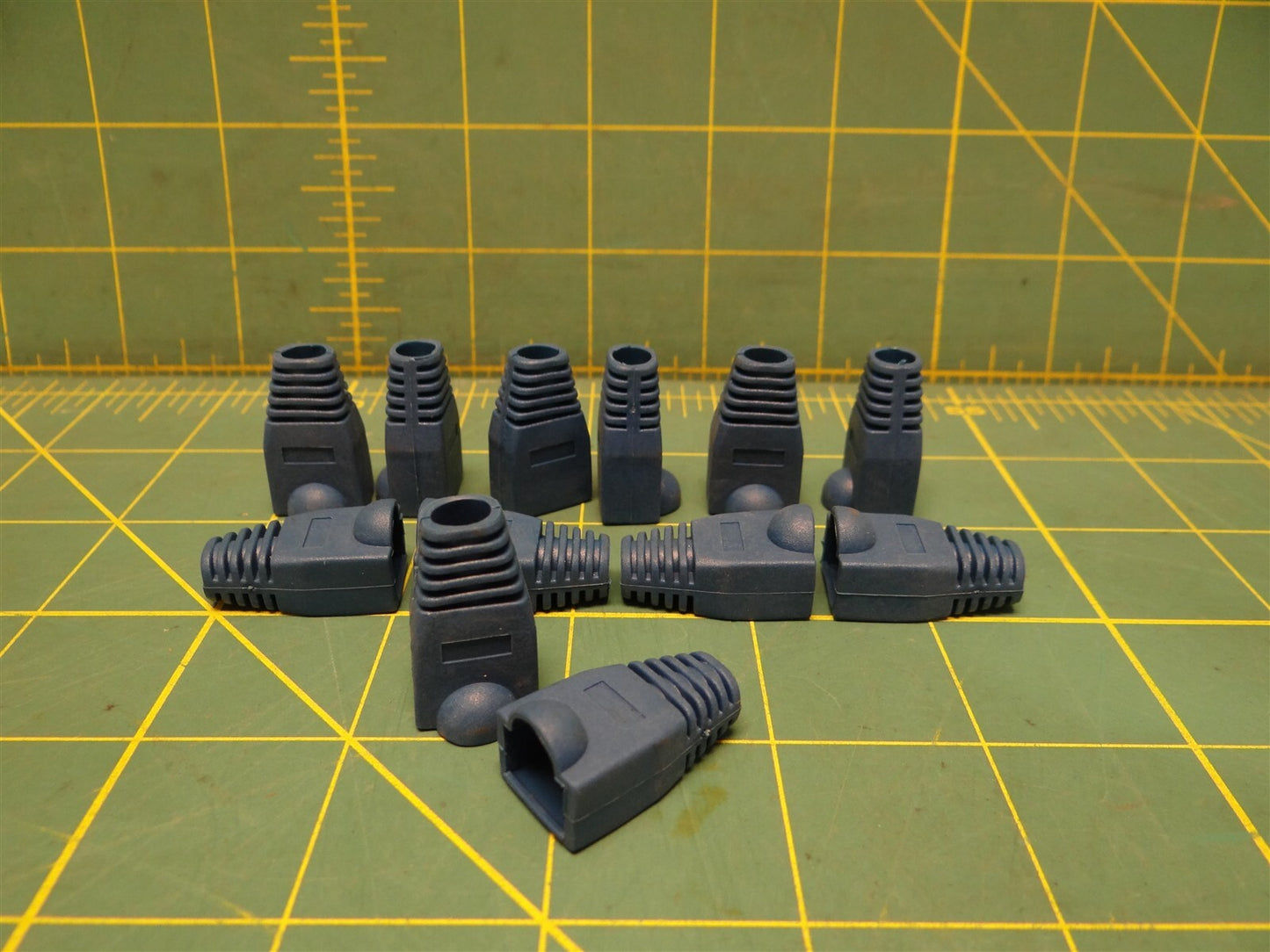 (Qty: 12) 6.8mm Blue Colored Cable Relief Plug Boots 1-1/16" L X 1/2" W X 1/2" H