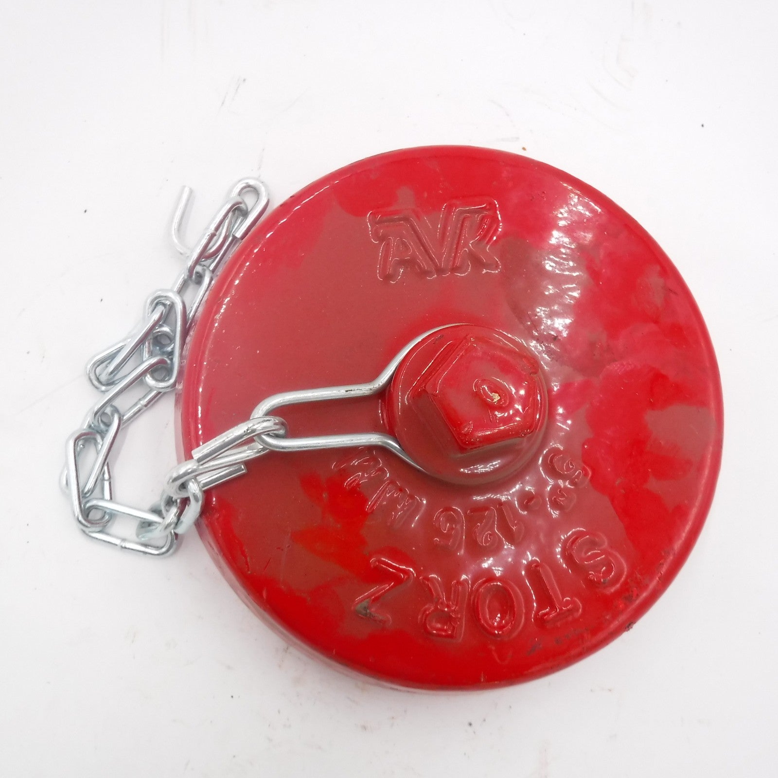 AVK Storz 5" Fire Hydrant Pumper Cap In Red 1-1/2" Pentagon Nut W/Chain
