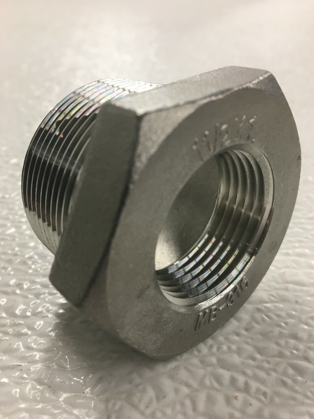Hex Bushing 1-1/2" x 1" 150# Stainless Steel Threaded Pipe / Conduit Fitting