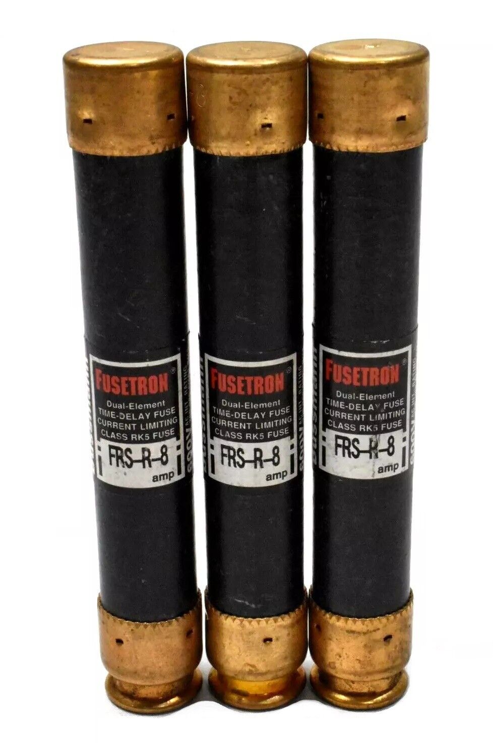 [Lot of 3] Bussmann FRS-R-8 Dual Element, Time Delay RK5 Fuse 600V, 8A