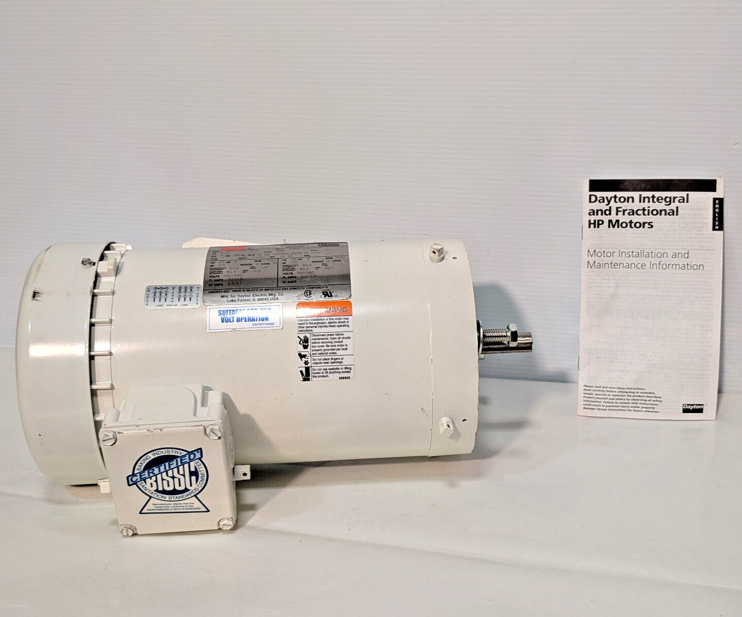 Dayton 48ZJ97A Premium Washdown Motor 2HP, 1750RPM, TEFC, 3Ph, 230/460V, BISSC