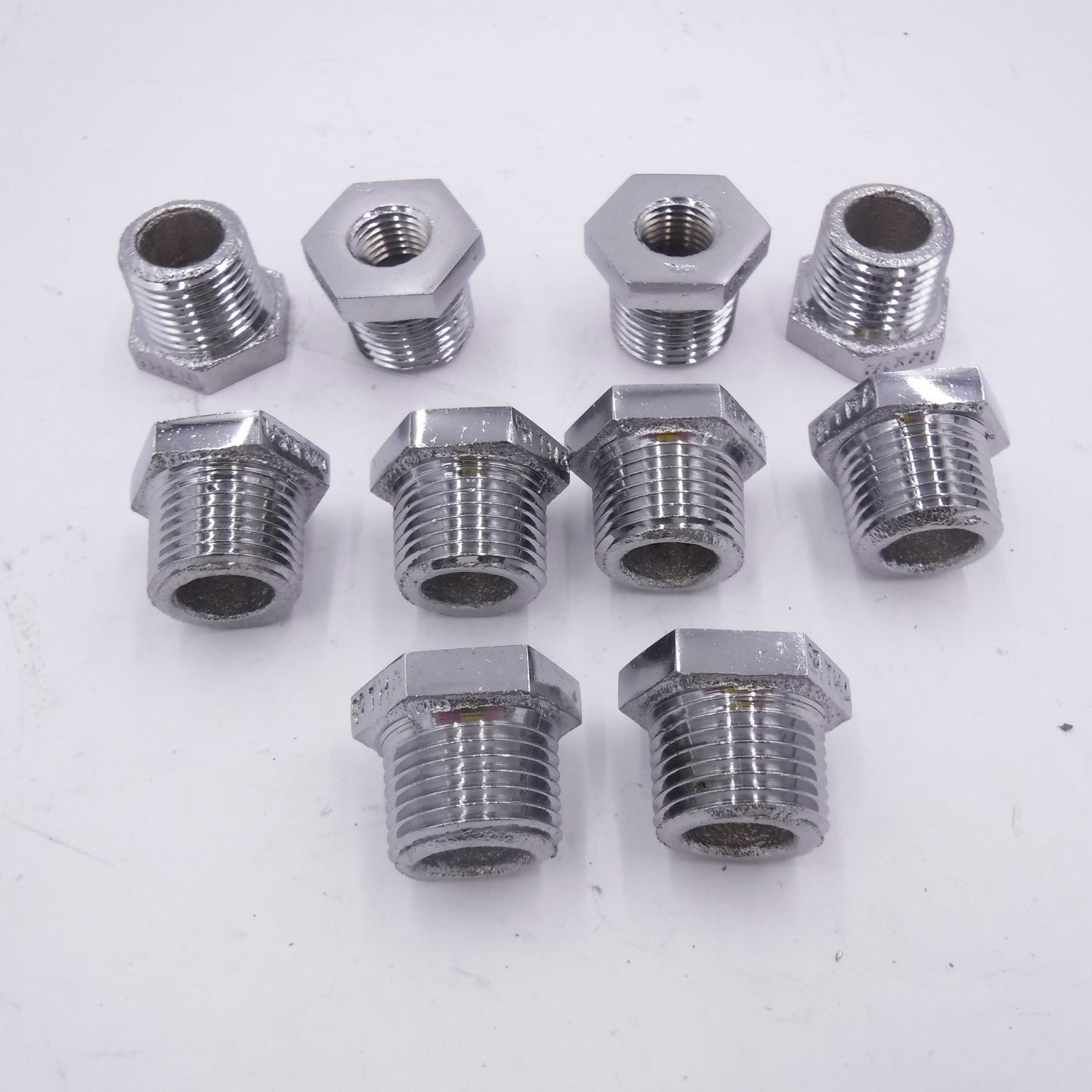10 Pack 1/2" Male x 1/4" Female NPT Stainless Steel Hex Reducer Bushing