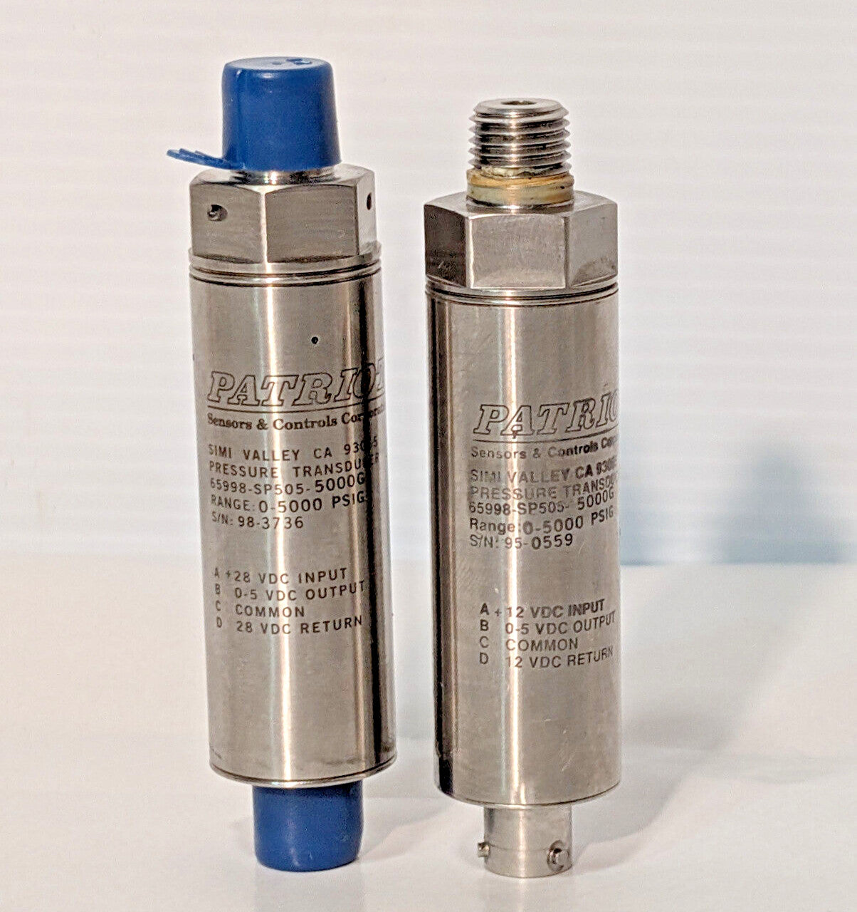 Lot of 2: Patriot 65998-SP505-5000G Pressure Transducers, Precision, Automation