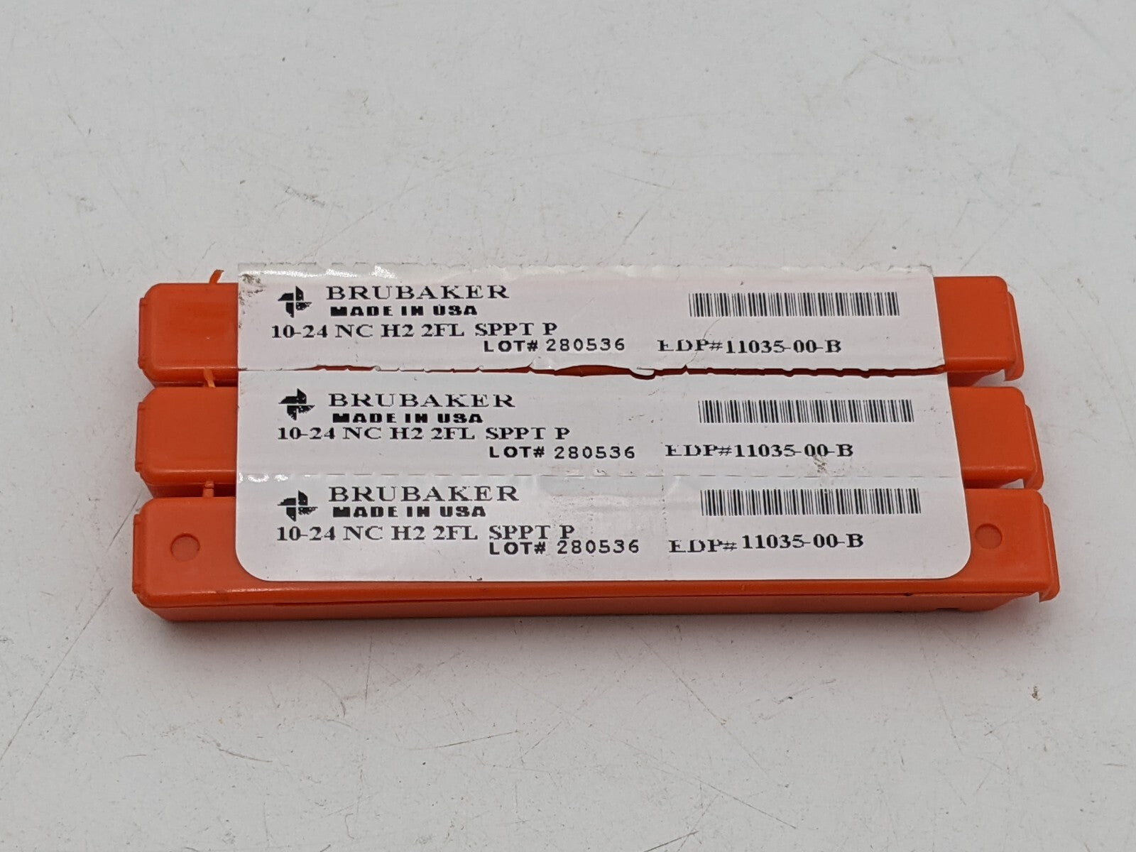 Lot of 3 Brubaker 10-24 NC H2 2FL SPPT P Spiral Point Plug Tap High Speed Steel