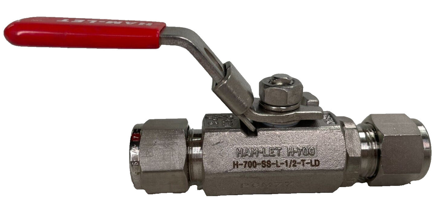 HAMLET H700SSL1/2TLD H700 Series Ball Valve 1/2" Let-Lok Tube Ends, Stainless