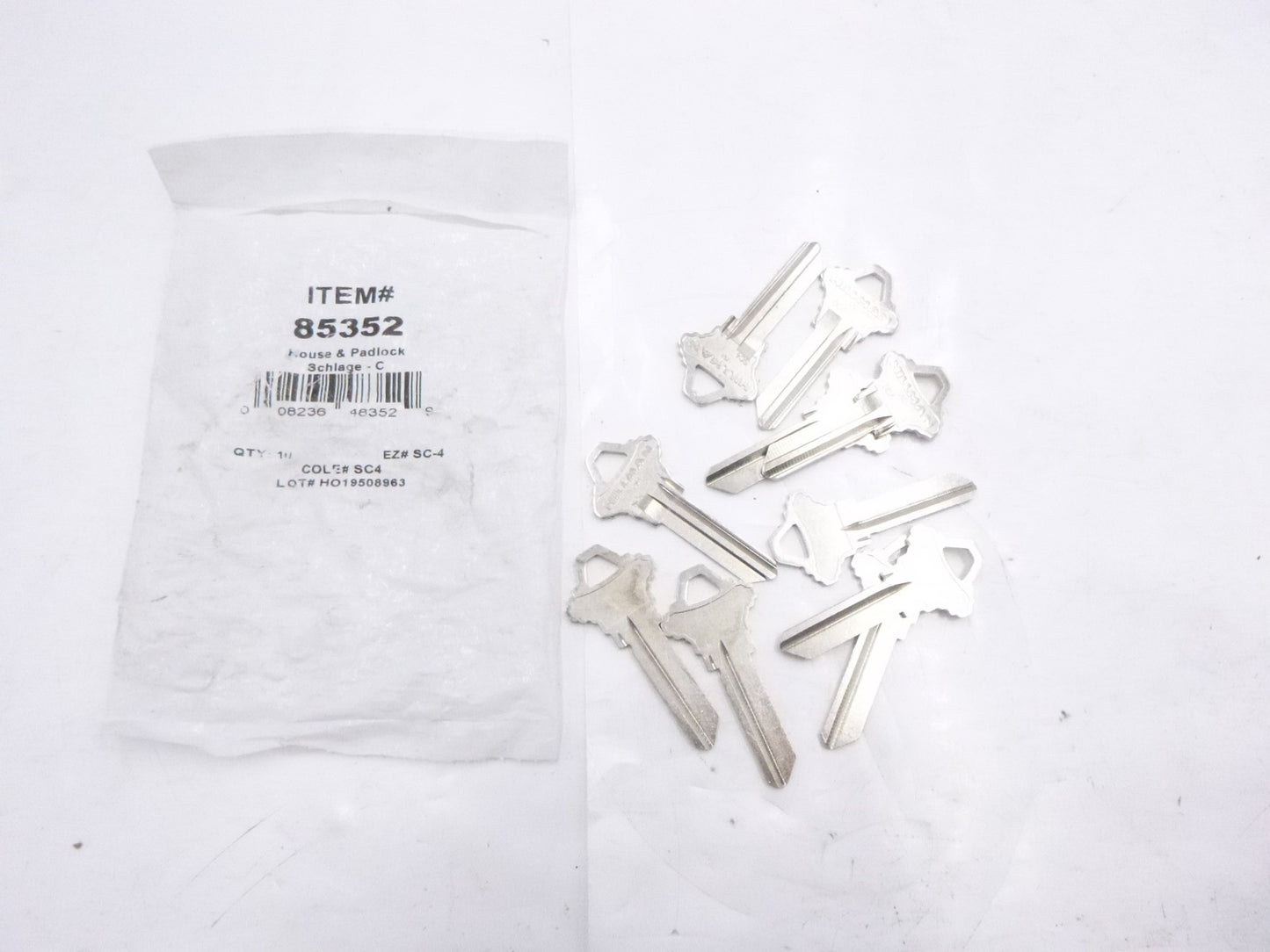 10 Pack Schlage 85352 SC4 House & Padlock Key Blanks