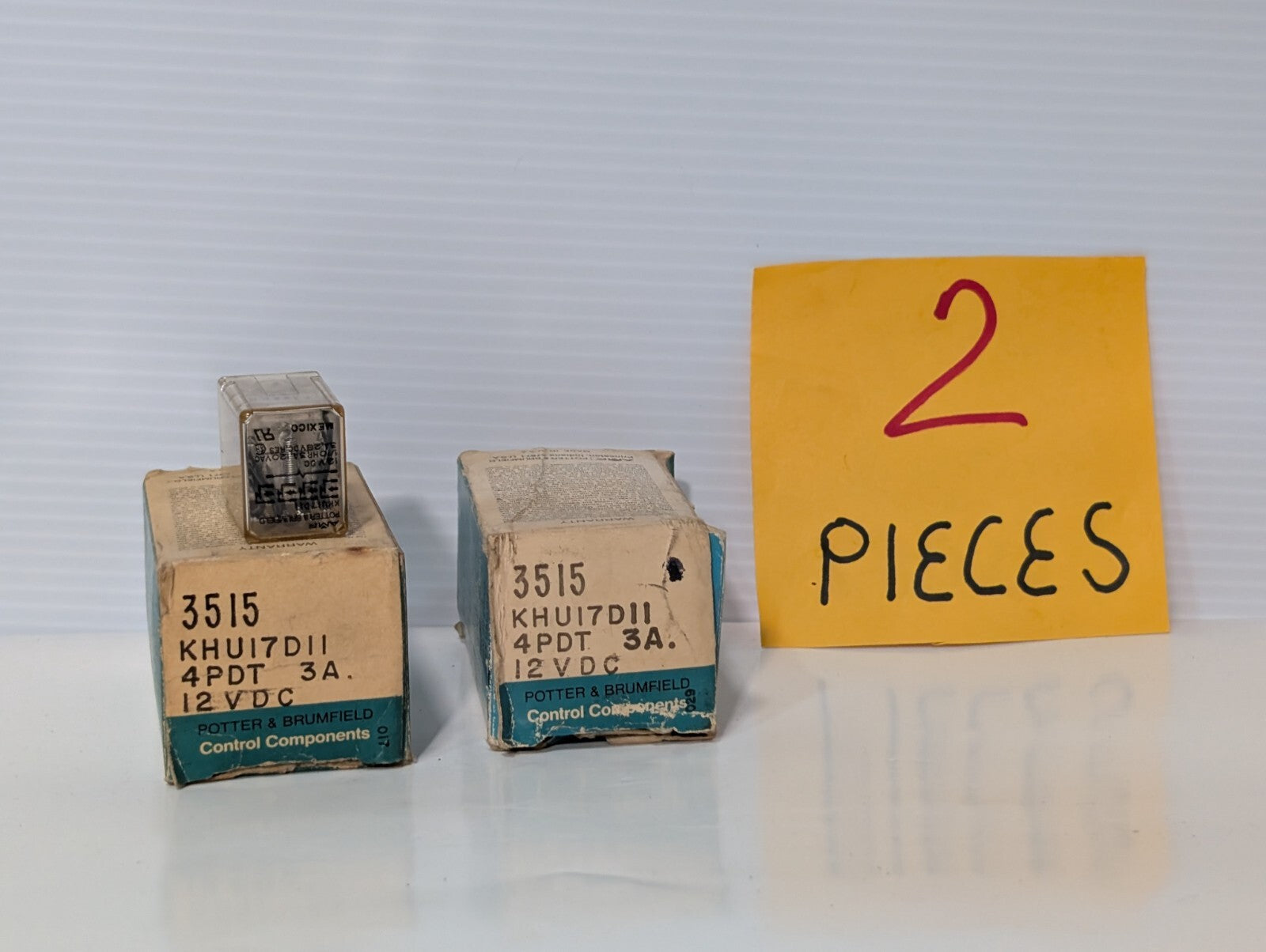 Lot of 2 Potter and Brumfield KHU17D11 Power Relay, 3A, 12vdc, 4PDT, 1/10HP