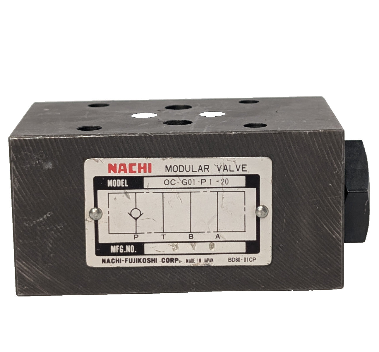 Nachi Fujikoshi Corp OC-G01-P1-20 Modular Check Valve, BD80-01CP, Made in Japan