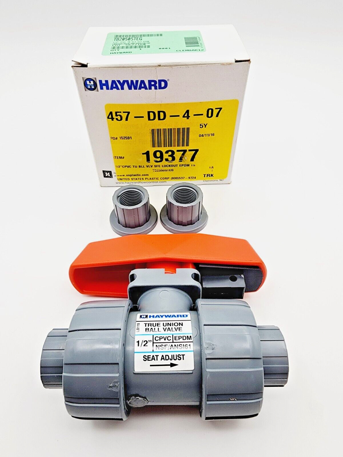 Hayward TB2050STEG True Union Ball Valve 1/2" CPVC TB VLV S/T EPDM Safe Lockout