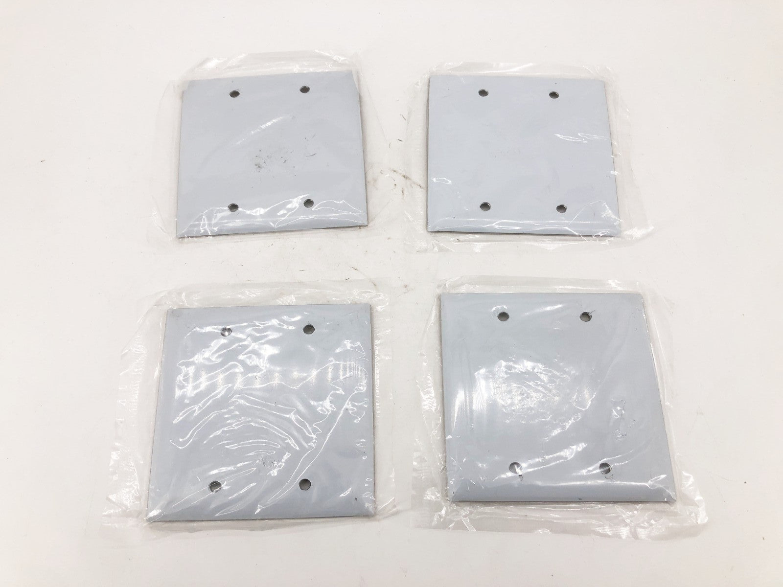 Lot of 4 New Hubbell SS23 Blank Plates Stainless Steel 2-Gang Type 302/304