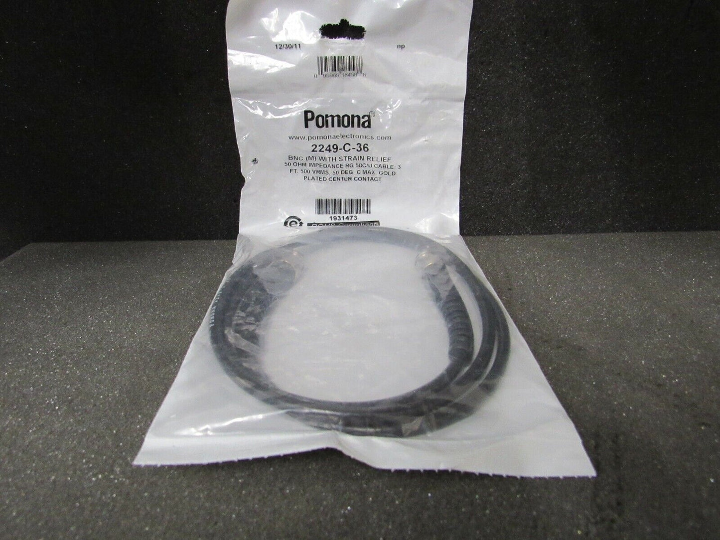 Pamona 2249-C-36 RF/Coaxial Cable Assembly, BNC Male Plug to BNC Male Plug