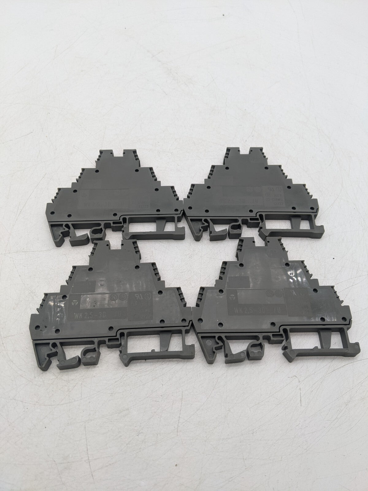 4 Piece Set Wieland WK2,5-3D.../U Terminal Block 22-12 AWG 300 Volt Dark Gray