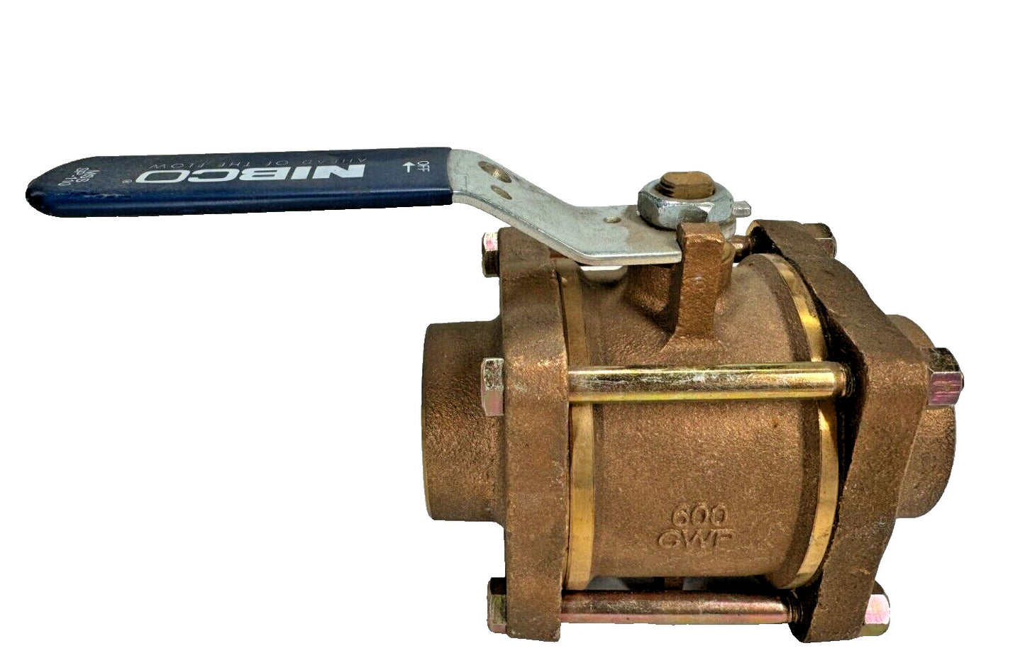 NIBCO S-595-Y Bronze Ball Valve 2" 600-PSI CWP 3-Piece Full Port Solder Ends