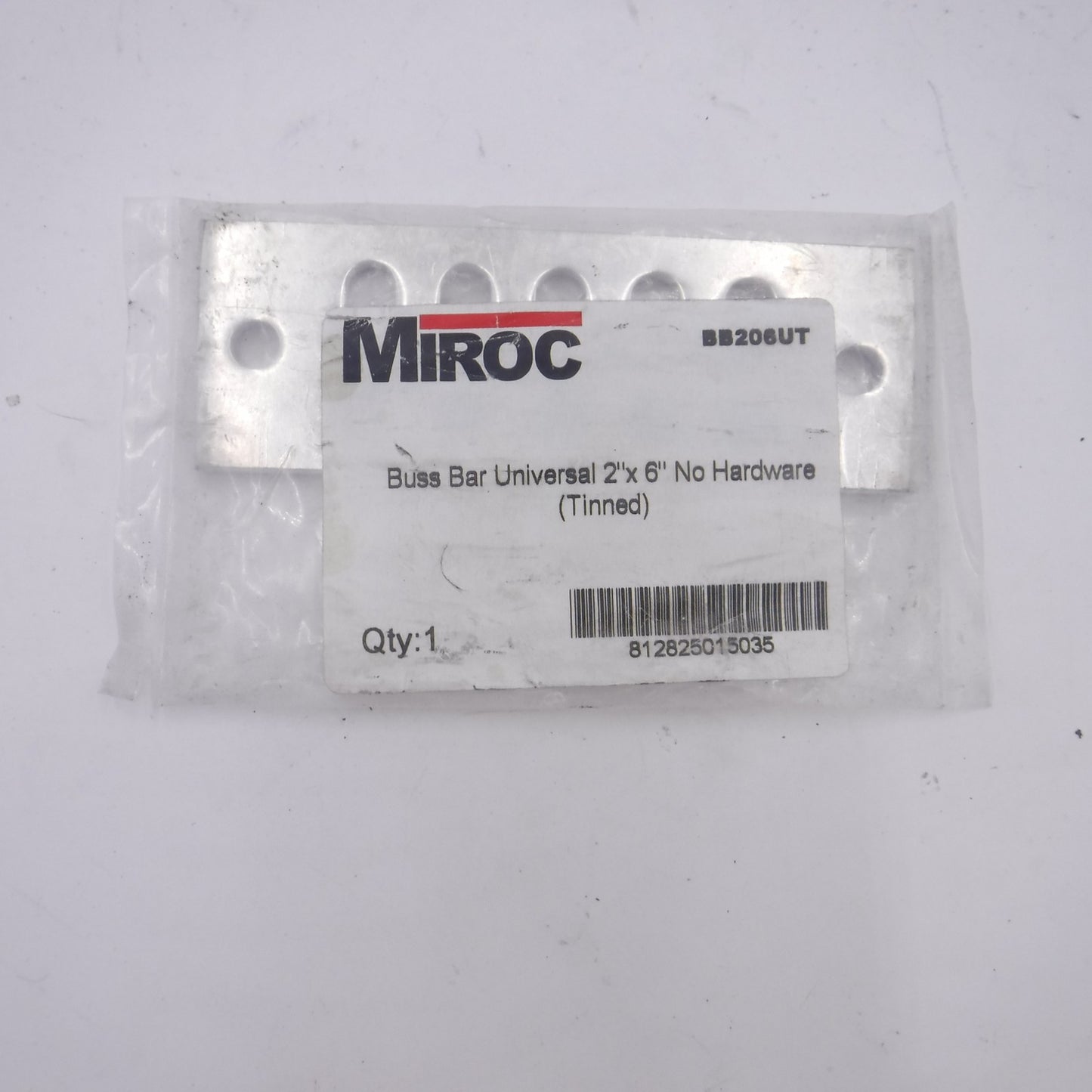 Miroc Copper Tinned Universal Hole Pattern Buss Bar BB206UT 2" x 6"