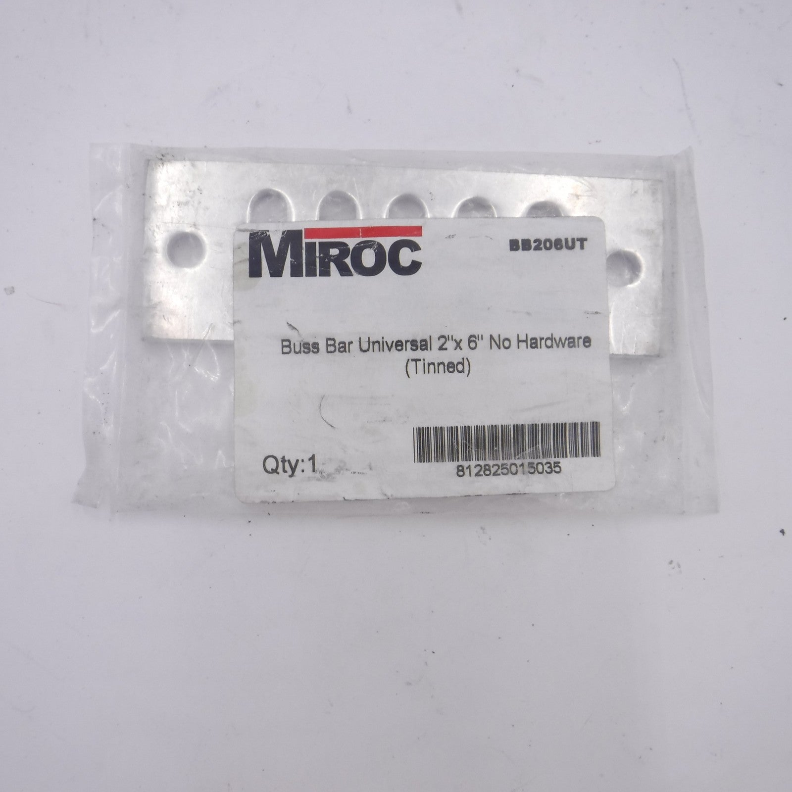 Miroc Copper Tinned Universal Hole Pattern Buss Bar BB206UT 2" x 6"