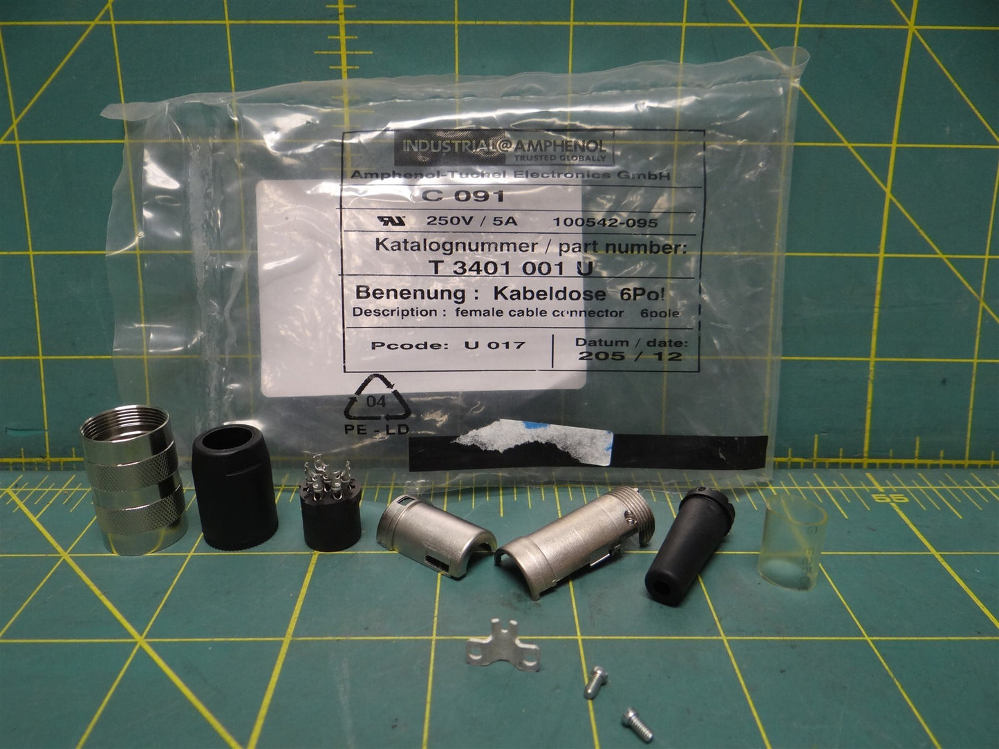 Industrial@Amphenol Tuchel 6-Pole Female Cable Connector T3401001U 250V 5A 