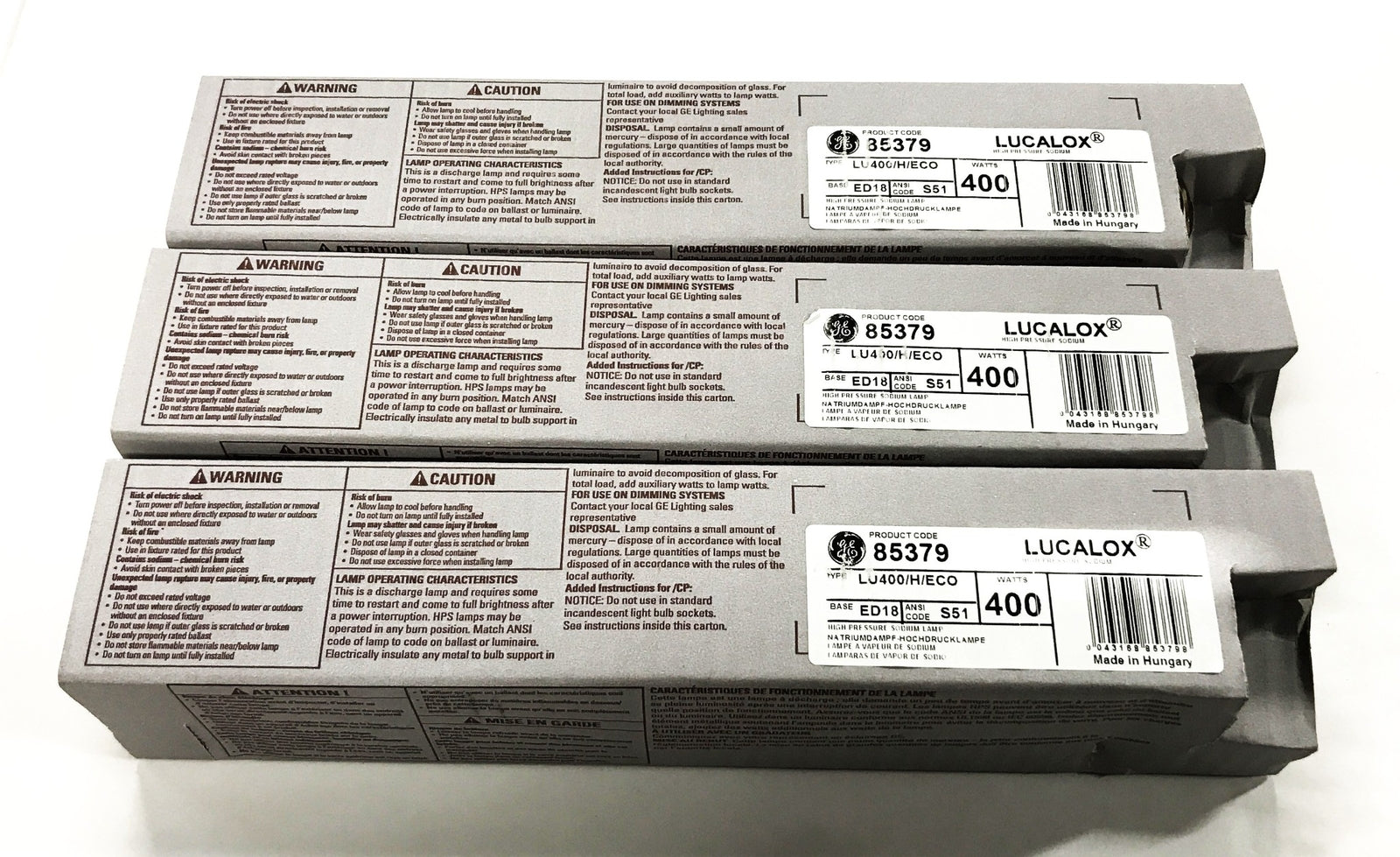 GE 400 watt Lucalox Lamp 85379 [Lot of 3] NOS
