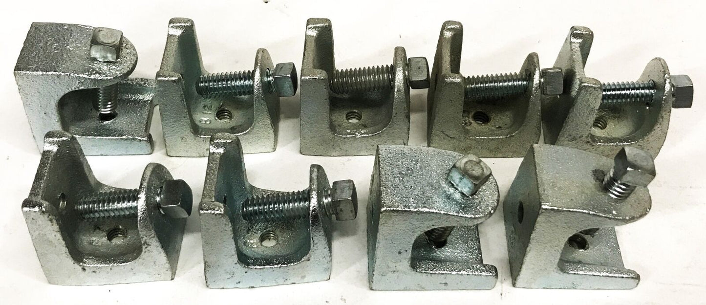 Unbranded 1/4 inch Galvanized Strut Channel Beam Clamp [Lot of 9] NOS