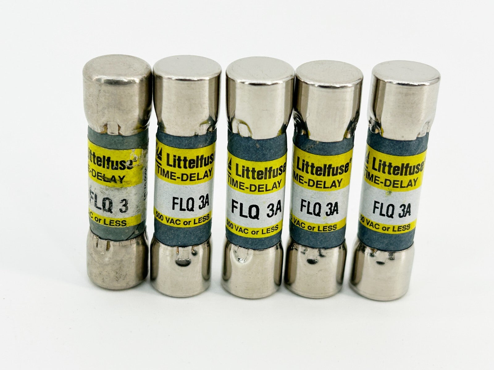 New Lot of 5 Littelfuse FLQ-3A Time Delay Fuse 3Amp 500V - No Box