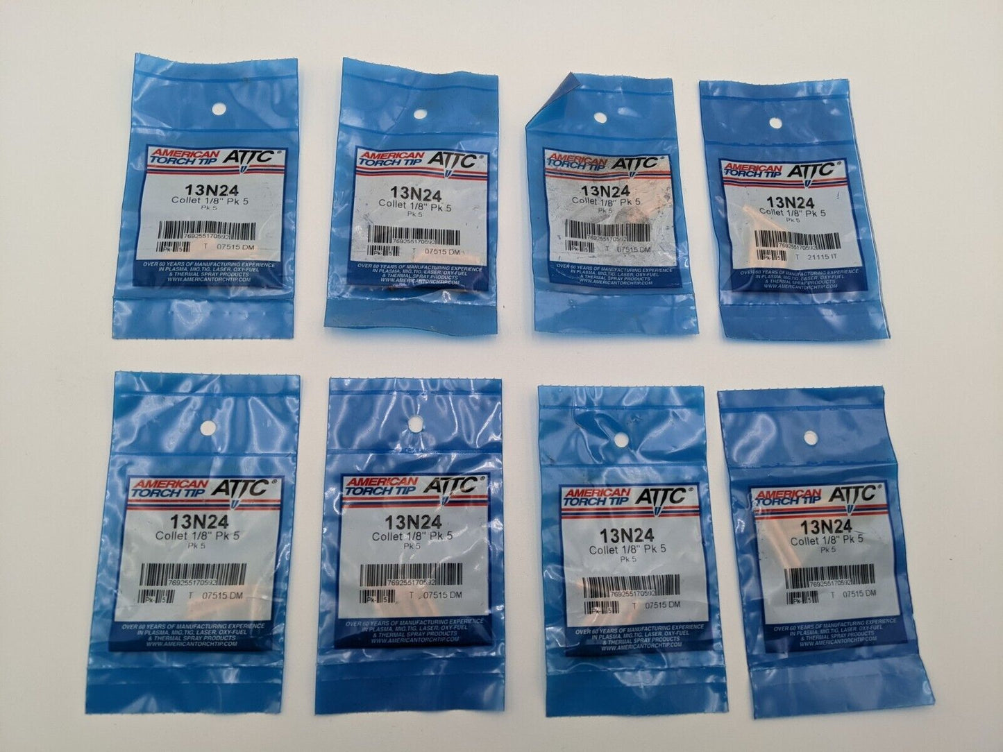 40 Pc 8 Packs American Torch Tip ATTC 13N24 Collet 1/8" Miller Style MIG Part