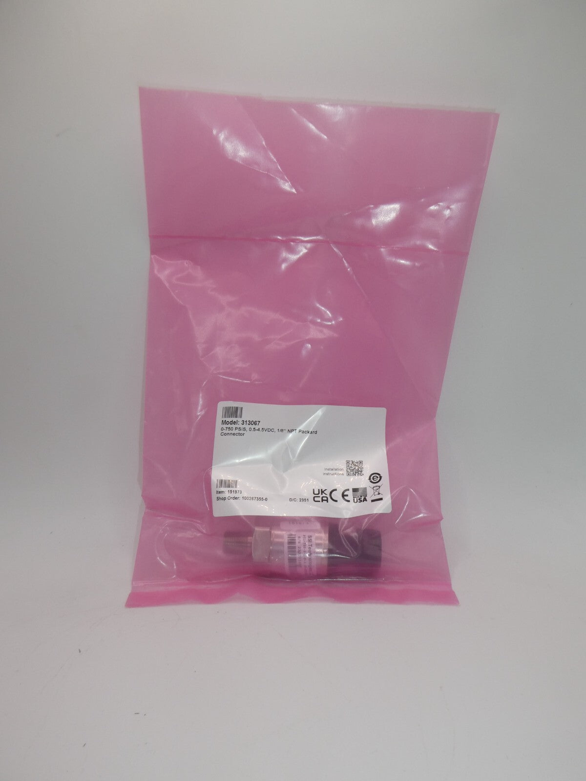 SSI P51-750-S-B-P-4.5OV-000-000 SENSOR 750PSI 1/8-27NPT .5-4.5V