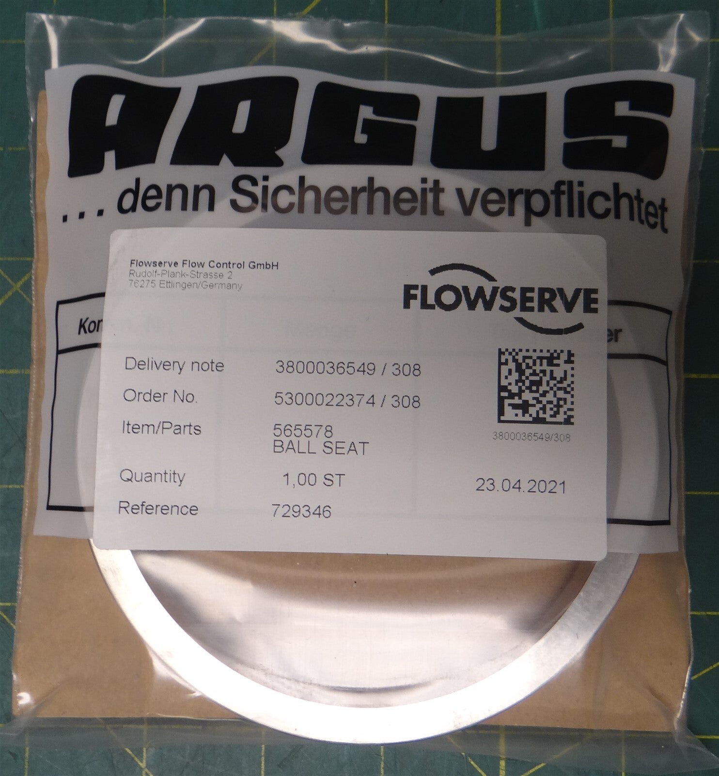 Flowserve Ball Seat 565578 Ball Valve Replacement Seat 115mm OD 100 mm ID 20mm H