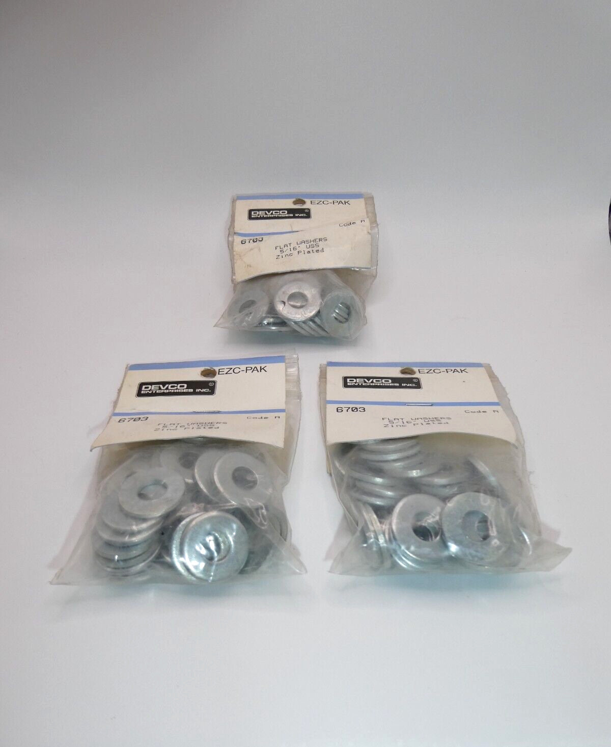 Devco 6703 Zinc Plated Flat Washers 5/16" 3 Bags  33 Washers Per