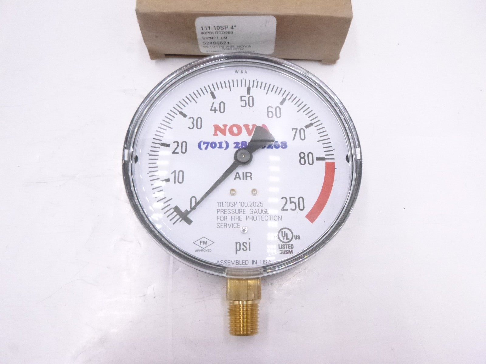 WIKA 111.10SP Nova Fire Sprinkler Pressure Gauge  0-250 PSI 4" Dial