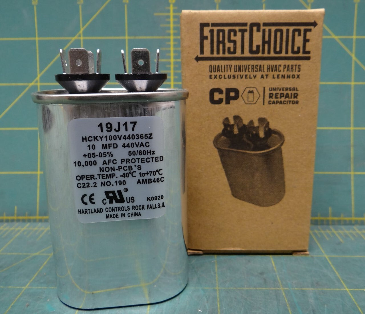 First Choice 19J17 Universal Repair Capacitor 10 MFD 440 V Oval HCKY100V440365Z