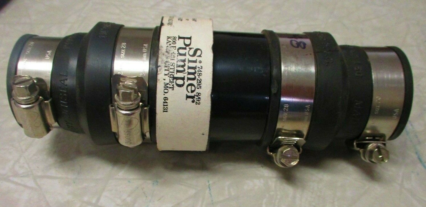 SIMER PUMP 1-1/4" or 1-1/2" Bulk Universal Check Valve w/ Band Clamps (Lot of 2)