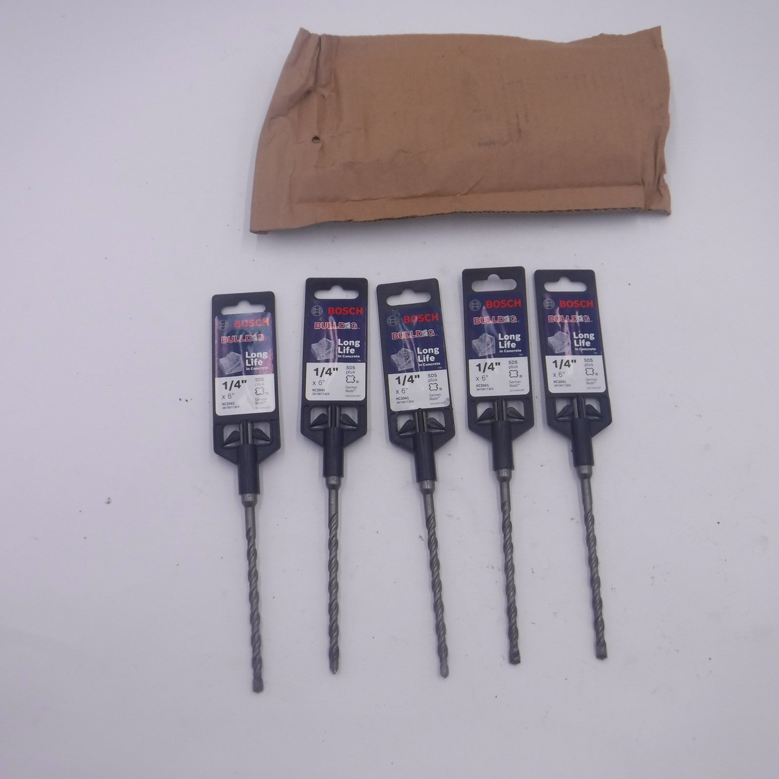 5 Pack Bosch 1/4" Bulldog Long Life Rotary Hammer Bits HC2041 1/4" x 6"