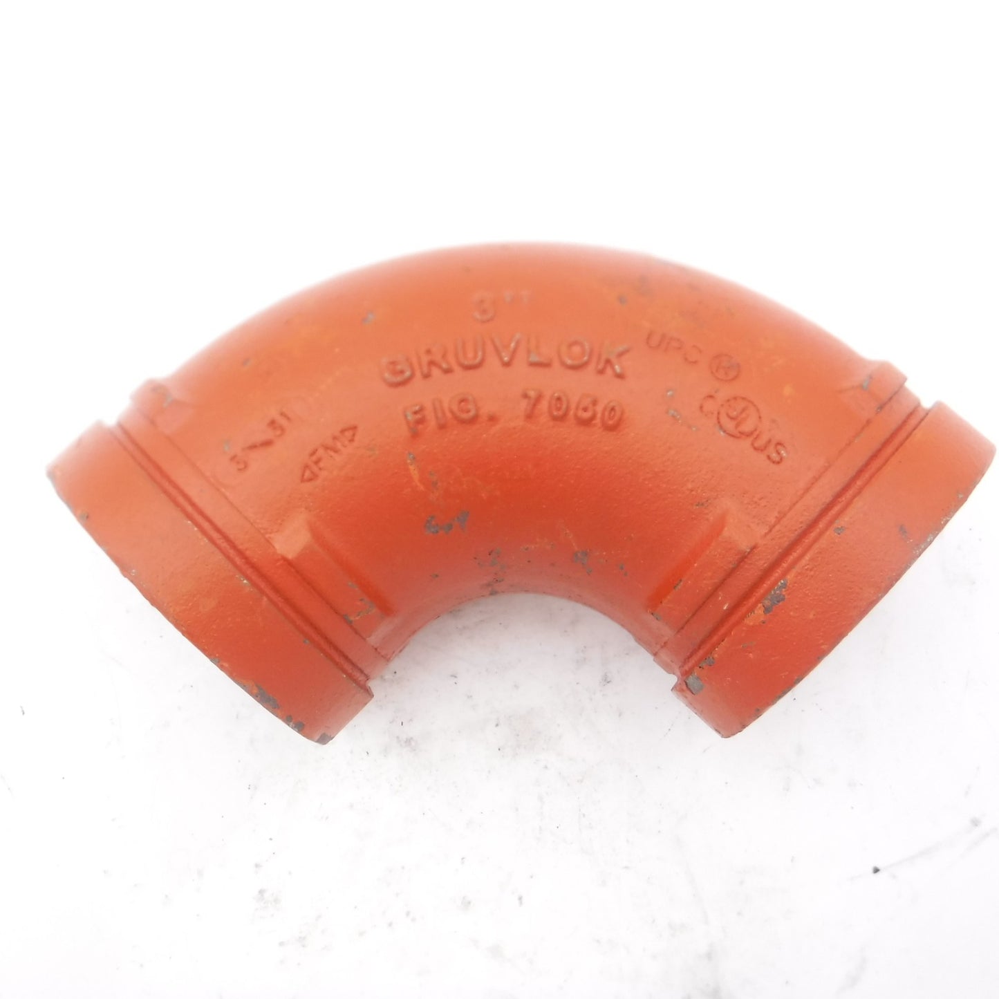 Gruvlok 3" Nominal 90° Ductile Iron Pipe Elbow Orange Fig. 7050