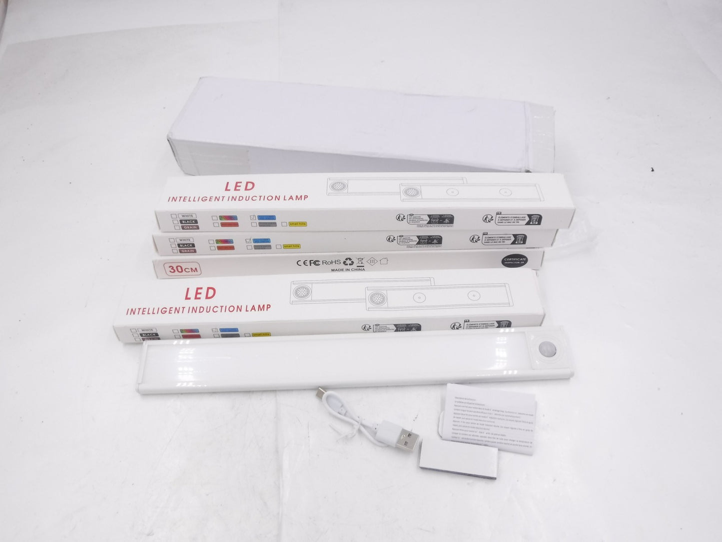 4 Pack 30cm L Fully Illumin ATED LED Intelligent Induction Lamps W/ Sensor