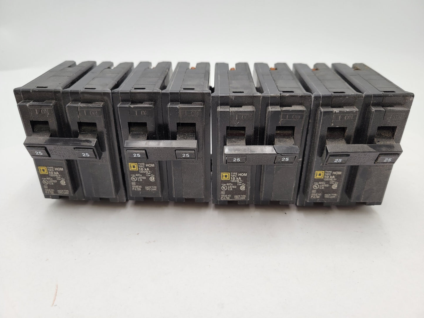 4PC Square D HOM225 Plug-In Circuit Breaker 25A 120/240V 2P 1PH Type HOM 25 Amp