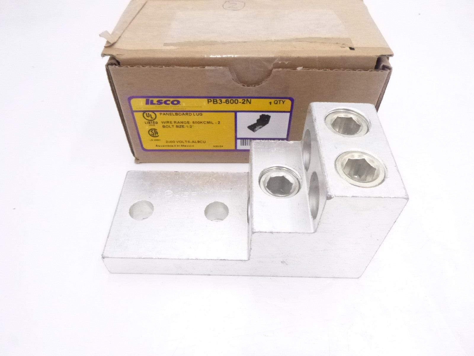 Ilsco PB3-600-2N Aluminum Panelboard Lug Dual Rated 3 Ports 600KCMIL-2
