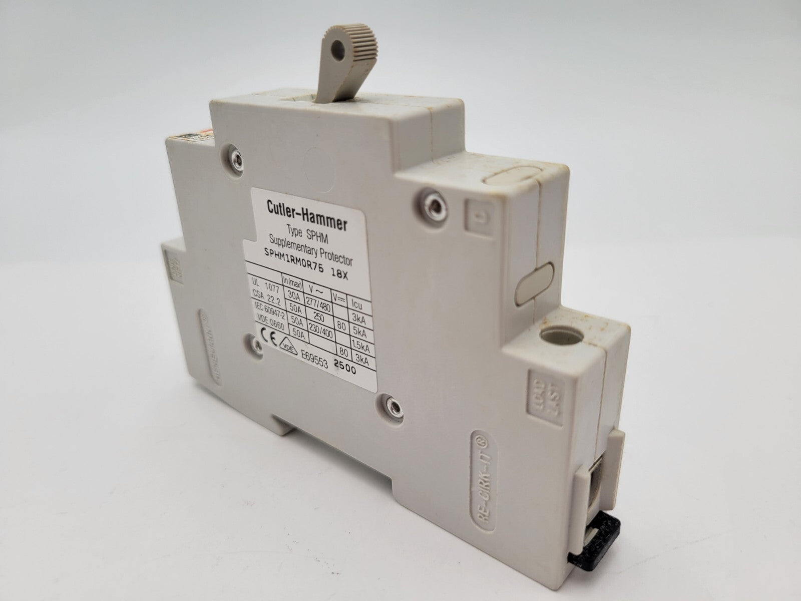 2PC Cutler-Hammer SPHM1RM0R75 Hydraulic Magnetic Circuit Breaker 0.75A 277/480V
