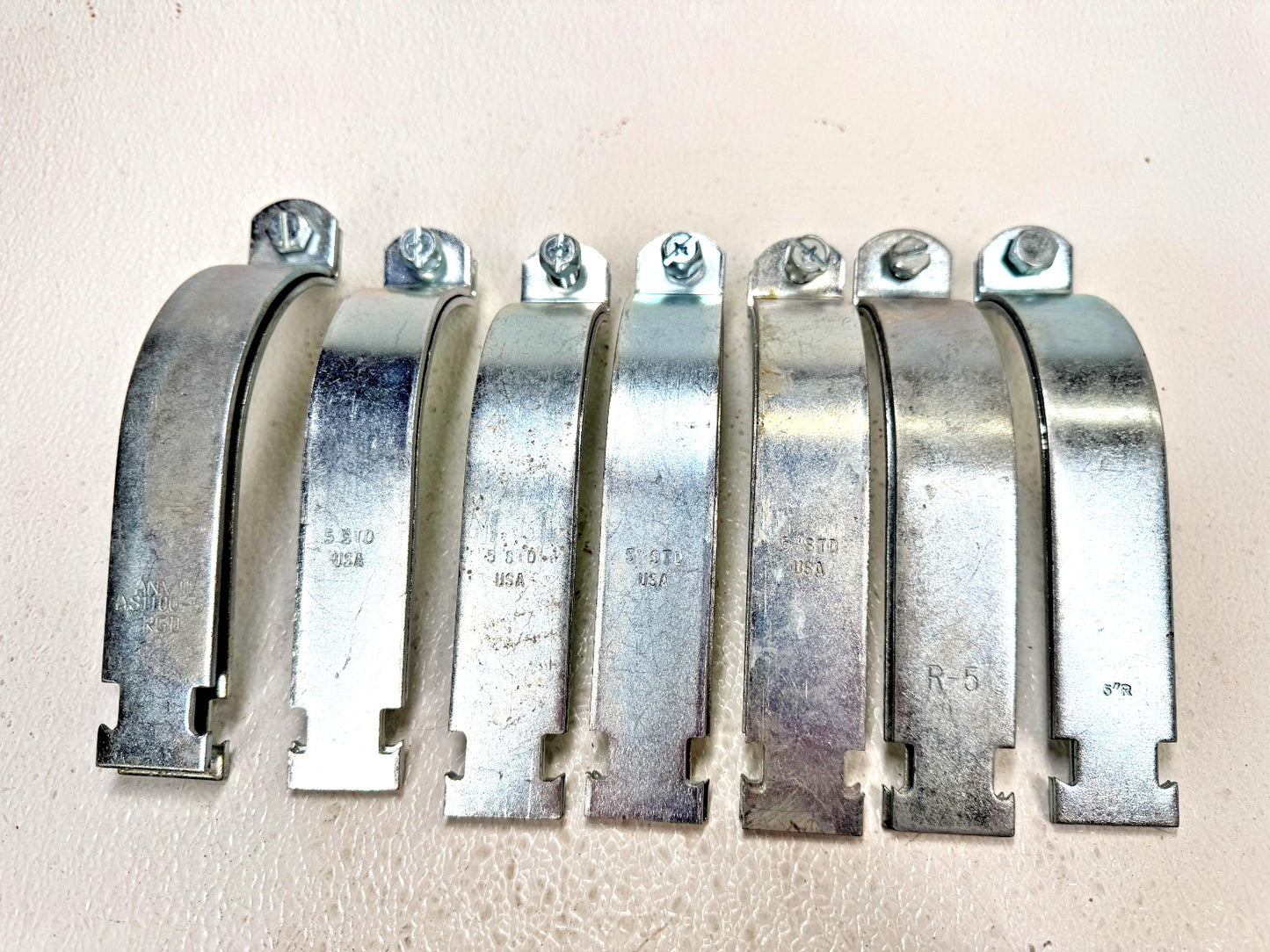 (QTY 7) 5" IPS Strut Clamp for Pipe / Rigid Conduit, Galvanized (Fits 5.563 OD)