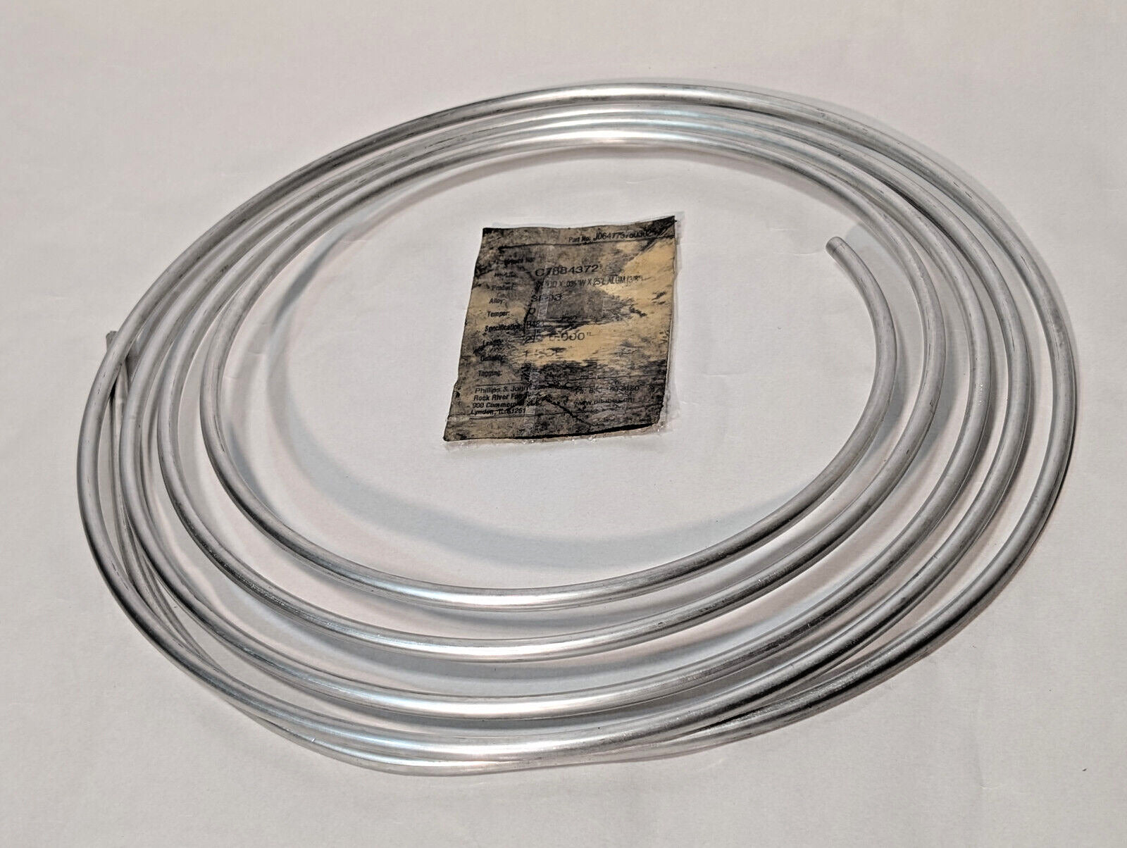 Phillips & Johnson C7884372 Aluminum 3003 Alloy Tubing .375"ODx.035Wx25'L, B483