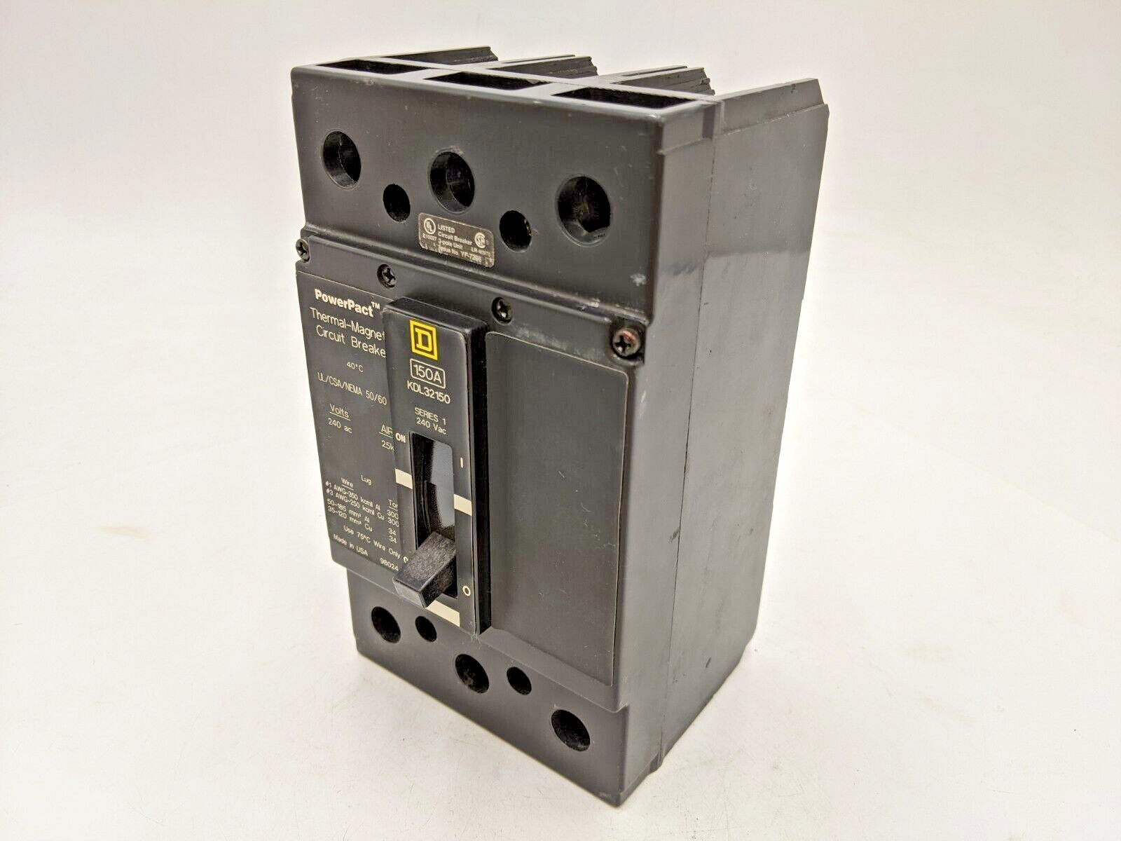 Square D KDL32150 PowerPact Circuit Breaker 150A 240V 3P 3PH KDL 150 AMP 3 Pole