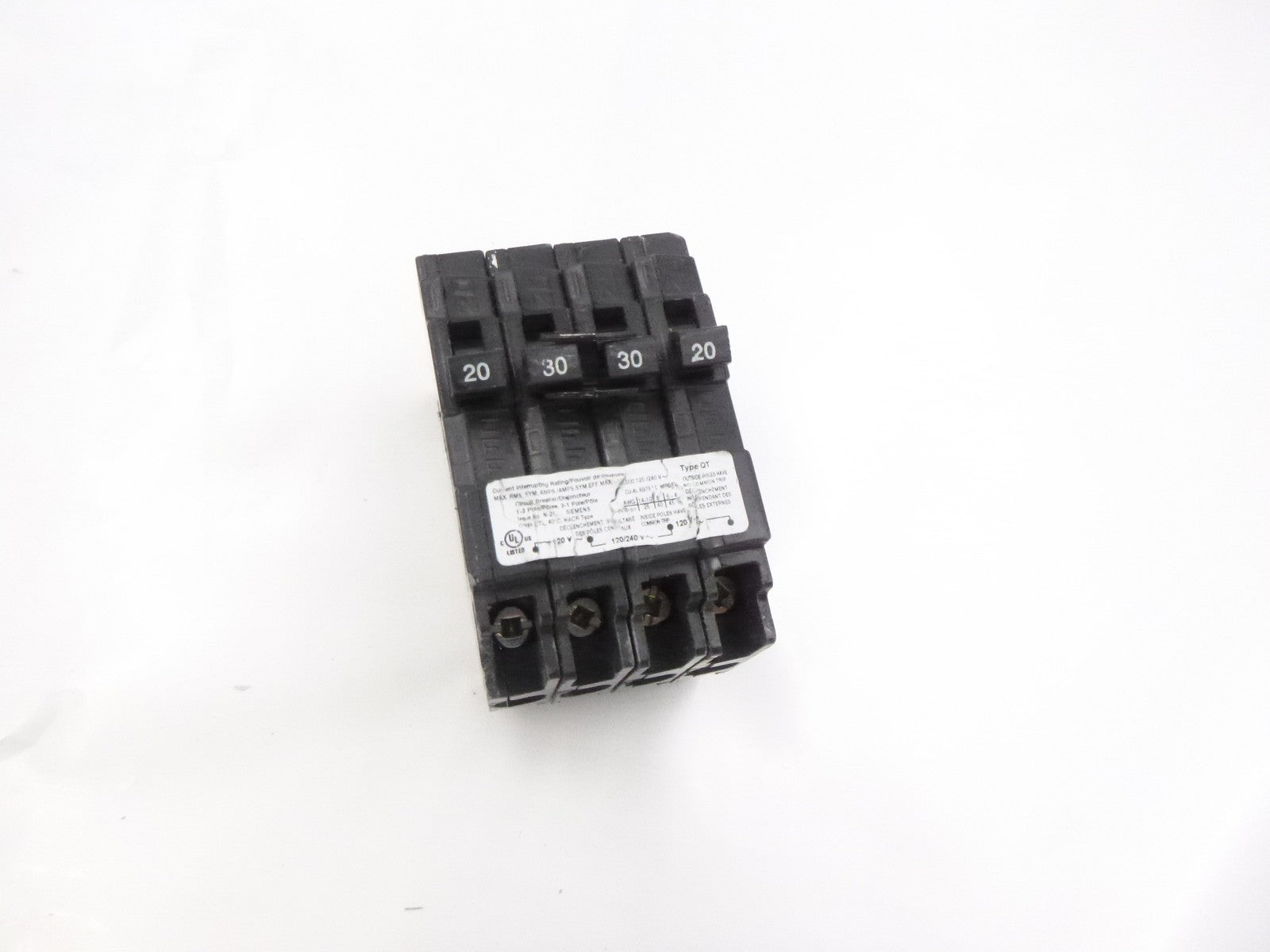 Siemens Q22030CT 20AMP-30AMP Quad Circuit Breaker Plug In Quad 240V