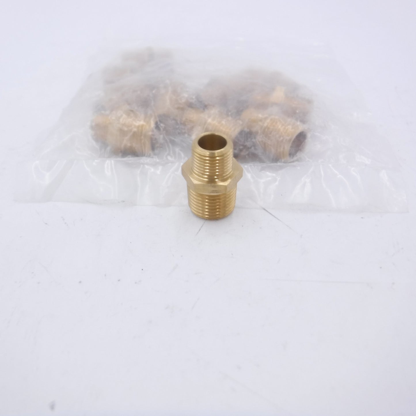 10 Pack 1/2" x 3/8" Male NPT Hex Brass Nipple Fitting