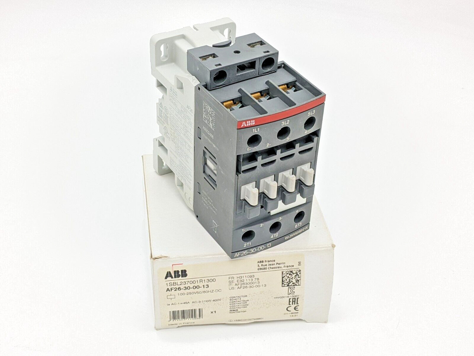 ABB AF26-30-00-13 IEC Contactor 50 Amp 100-250 VDC Coil 1/3 PH