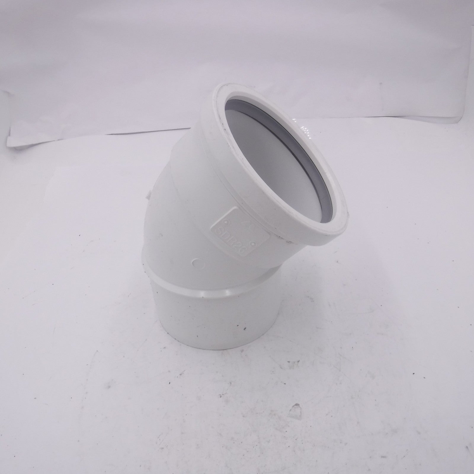 6" Spigot x Gasket 45 Degree SDR 26 Plastic Sewer Elbow 067326 207041