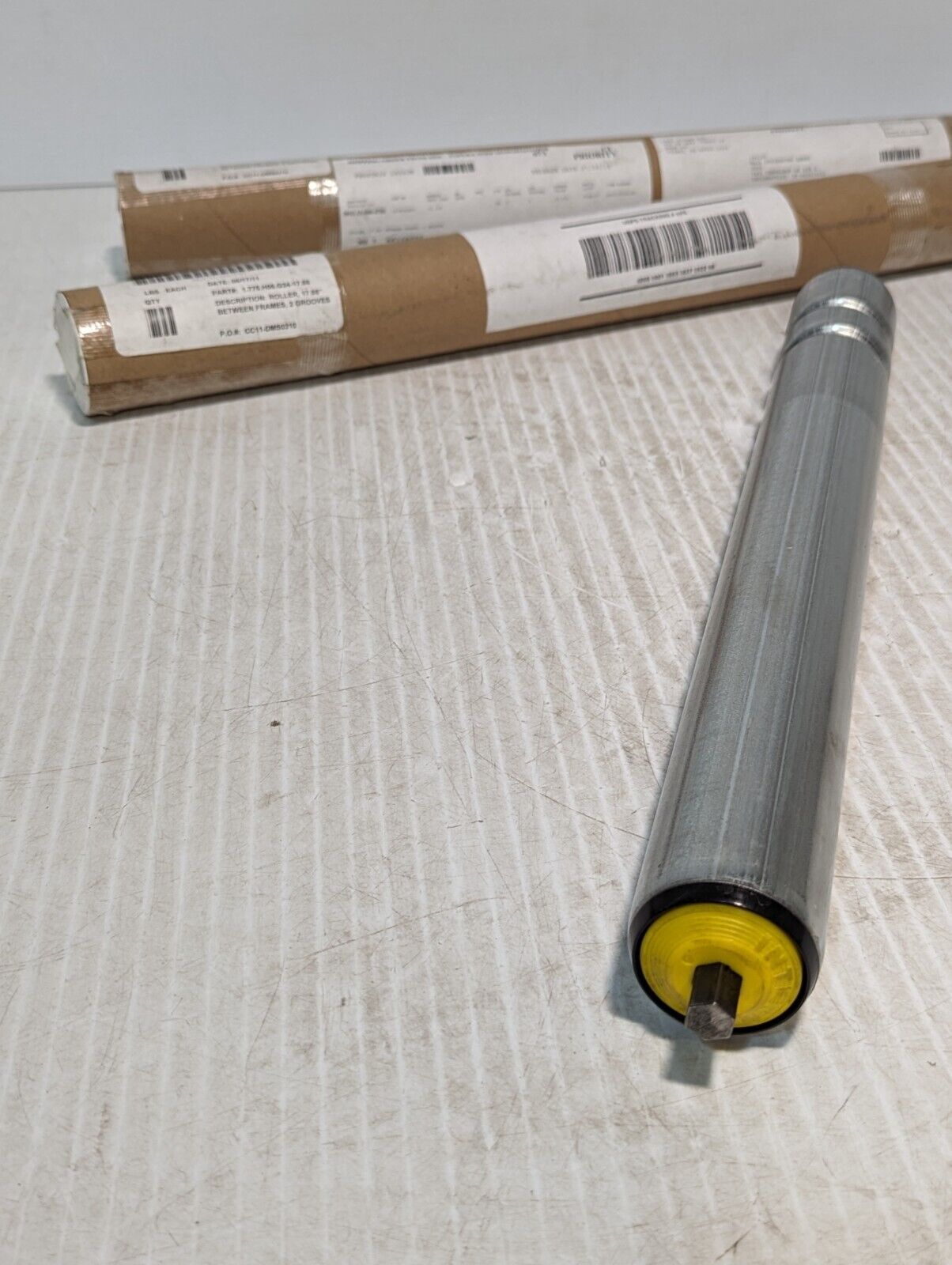 Lot of 2 Interroll 1.775.H56.G24-17.88 Rollers, 2 Grooves, 17.88" BF -Free Ship