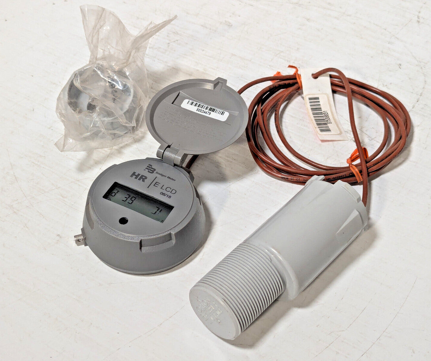 Badger HR E LCD 05/18 Water Meter Register, Orion FH87538831-P End Point Transmi