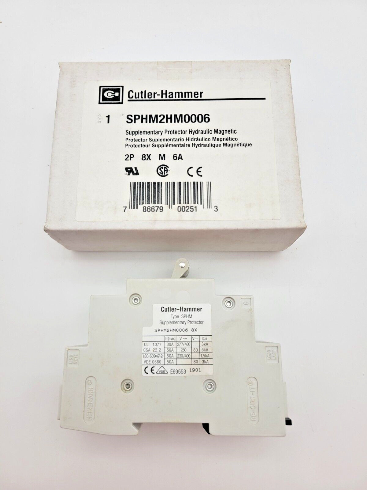 Cutler-Hammer SPHM2HM0006 Supplementary Protector Hydraulic Magnetic 277/480V