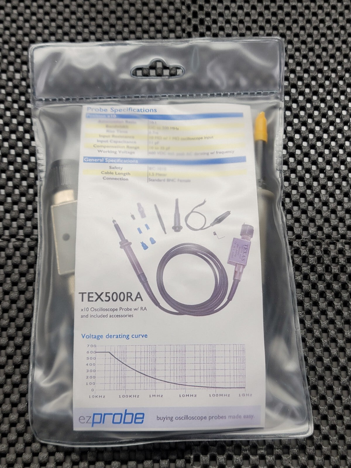 exProbe TEX500RA 10:1 DC to 500MHz 0.7ns 10MΩ w/ 1MΩ 11pF 10 to 35pF 600VDC